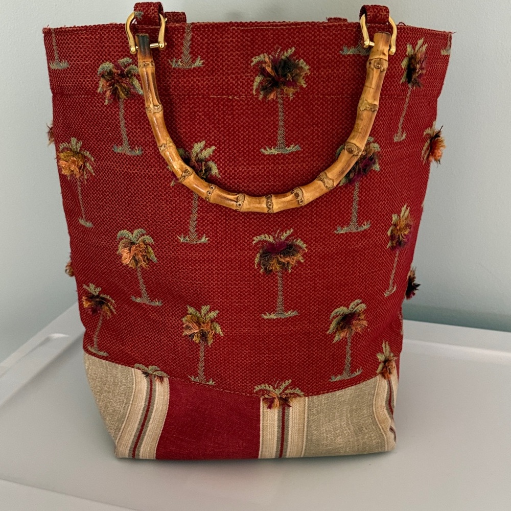 Red Palm Tree Tote Bag